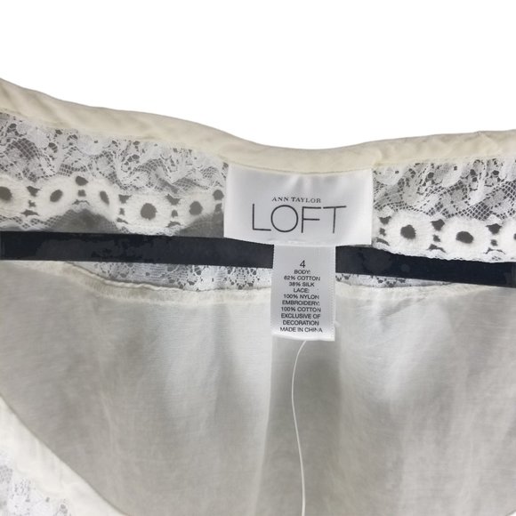 Ann Taylor LOFT Cream Short Sleeve Blouse Size 4 - Picture 5 of 5